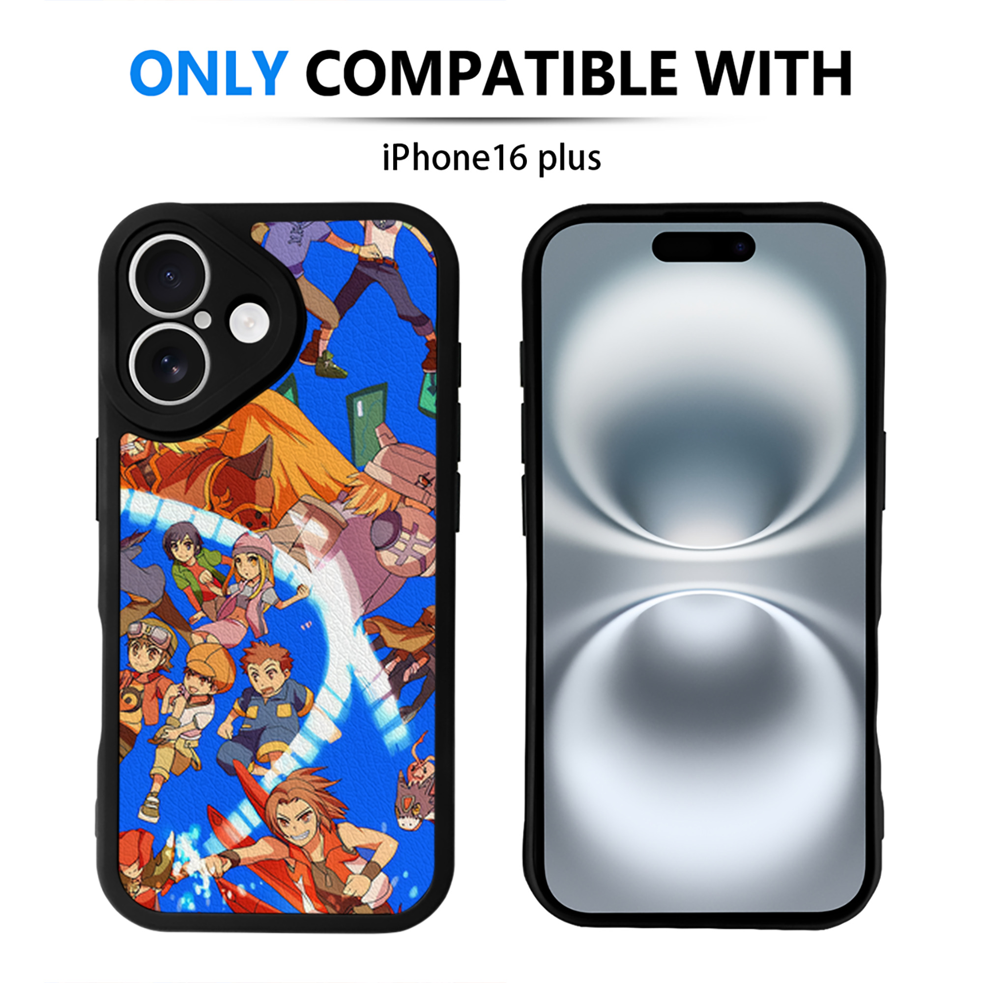 （画像用） Digimon デジタルモンスター/デジモン 【iPhone 16シリーズ対応】シリコンスマホケース（レザー調） 材質：シリコン